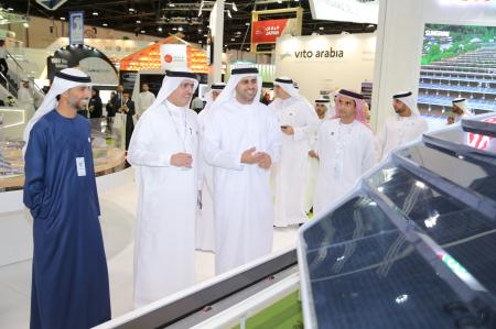 Image for HH Sheikh Theyab bin Mohamed bin Zayed Al Nahyan reviews DEWA’s clean energy project at WFES 2018