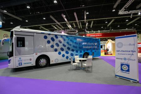 Image for Masdar unveils locally manufactured all-electric Eco-Bus at Abu Dhabi Sustainability Week 2018