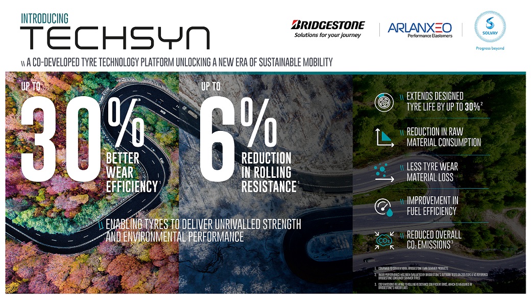 Image for Bridgestone, ARLANXEO And Solvay Launch TECHSYN To Give Tyres Unrivalled Strength And Environmental Performance