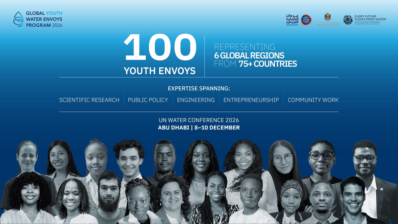 Image for Arab Youth Center Selects 100 Global Youth Water Envoys From 75 Countries Ahead Of The 2026 UN Water Conference